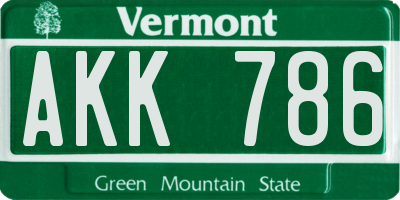 VT license plate AKK786