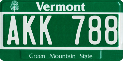 VT license plate AKK788