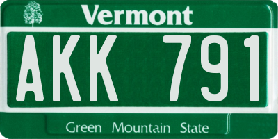 VT license plate AKK791