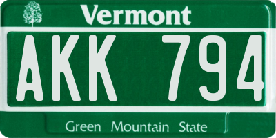 VT license plate AKK794