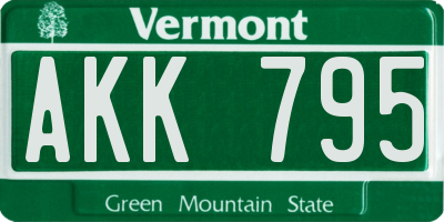 VT license plate AKK795