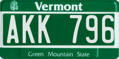 VT license plate AKK796
