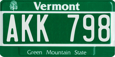 VT license plate AKK798