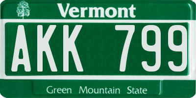 VT license plate AKK799