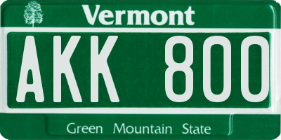 VT license plate AKK800