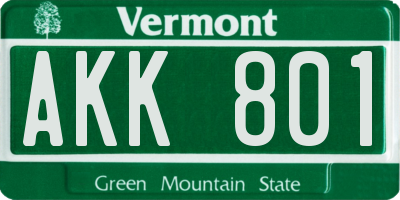 VT license plate AKK801