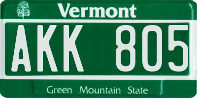 VT license plate AKK805