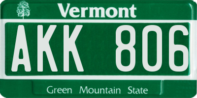 VT license plate AKK806