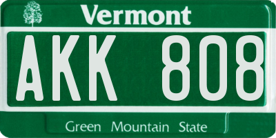 VT license plate AKK808