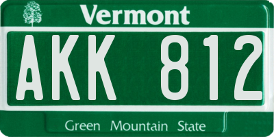 VT license plate AKK812