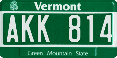 VT license plate AKK814