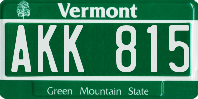VT license plate AKK815