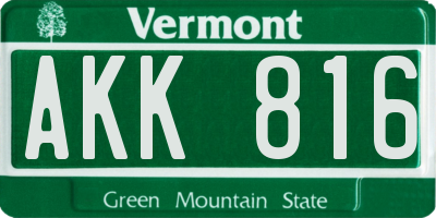 VT license plate AKK816