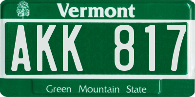 VT license plate AKK817