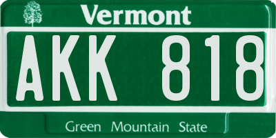 VT license plate AKK818