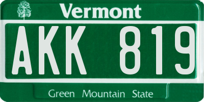 VT license plate AKK819
