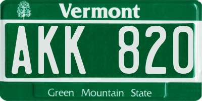 VT license plate AKK820