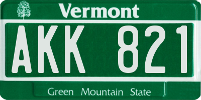 VT license plate AKK821