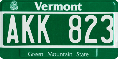 VT license plate AKK823