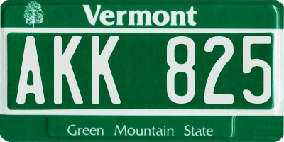VT license plate AKK825
