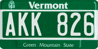 VT license plate AKK826