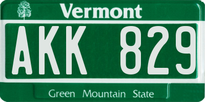 VT license plate AKK829