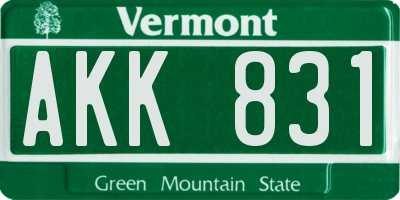 VT license plate AKK831