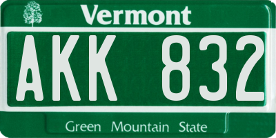 VT license plate AKK832
