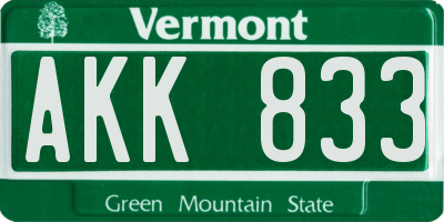 VT license plate AKK833