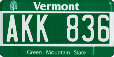 VT license plate AKK836