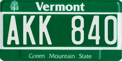 VT license plate AKK840