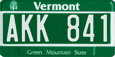 VT license plate AKK841
