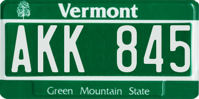 VT license plate AKK845