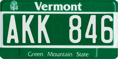 VT license plate AKK846
