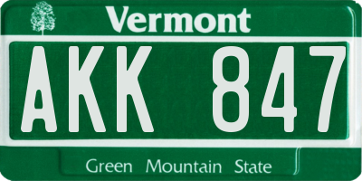 VT license plate AKK847