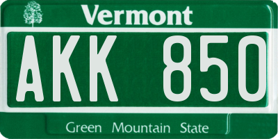 VT license plate AKK850