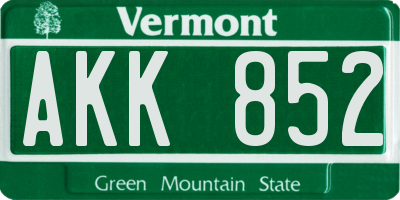 VT license plate AKK852