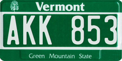 VT license plate AKK853