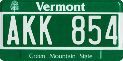 VT license plate AKK854