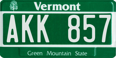 VT license plate AKK857