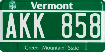 VT license plate AKK858