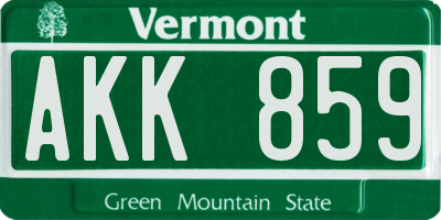 VT license plate AKK859