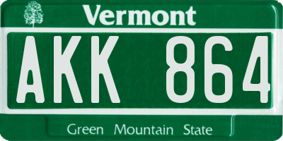 VT license plate AKK864