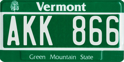 VT license plate AKK866
