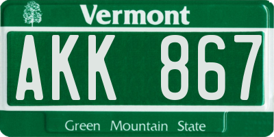 VT license plate AKK867