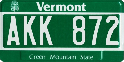 VT license plate AKK872