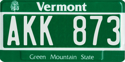 VT license plate AKK873