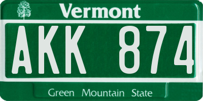 VT license plate AKK874