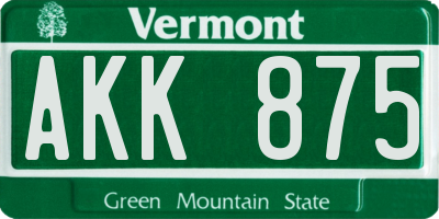VT license plate AKK875