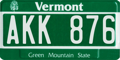 VT license plate AKK876